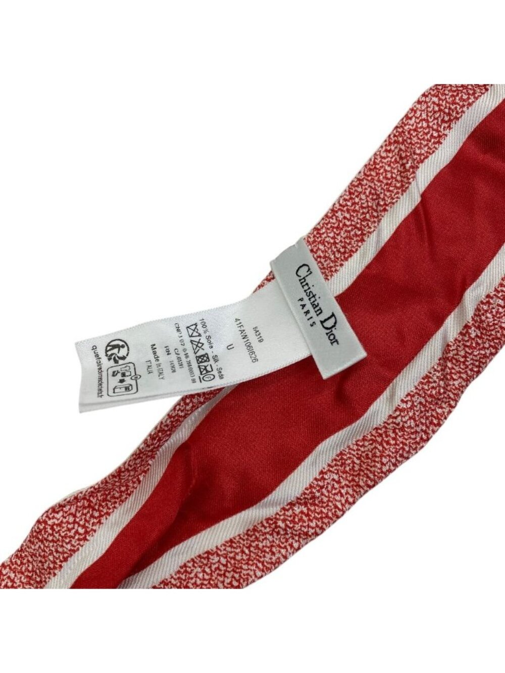 Dior Mitzah Scarf Ribbon Silk Twill Floral Pattern Flower Red White Multicolor - Picture 4 of 9